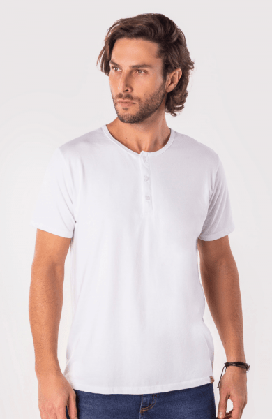Camisa Henley Branca Super Comfort