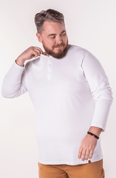 Camisa Henley Manga Longa Branca Super Comfort
