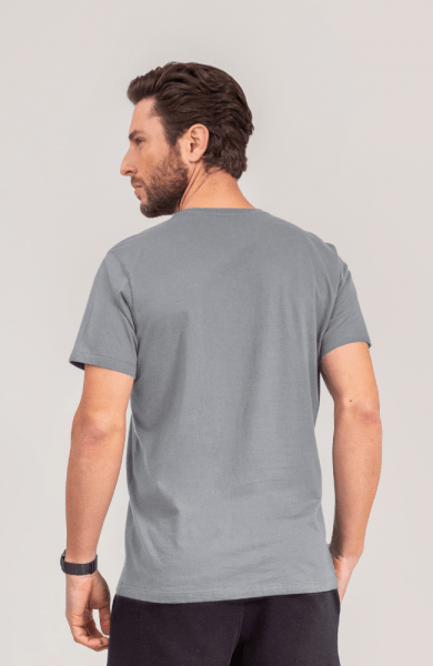 Camiseta Cinza Claro Algodão Premium Gola V