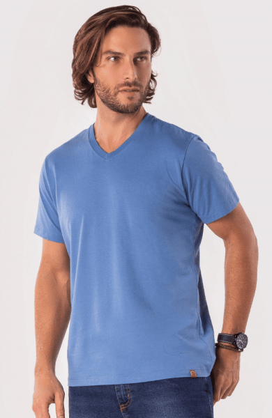 Camiseta Azul Super Comfort Gola V